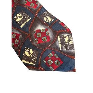 Reed St. James Men's Tie Vintage Geometric Abstract‎ Red Navy Made in USA